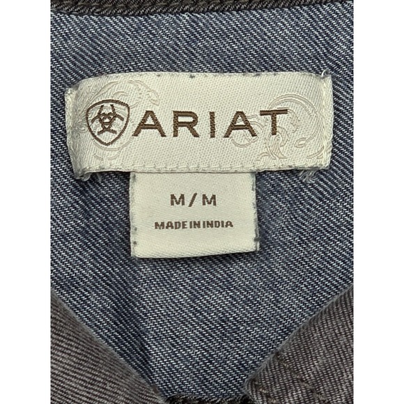 Ariat Gray Long Sleeve Womens Shirt Nickel Coin Style Buttons Medium - Picture 6 of 6